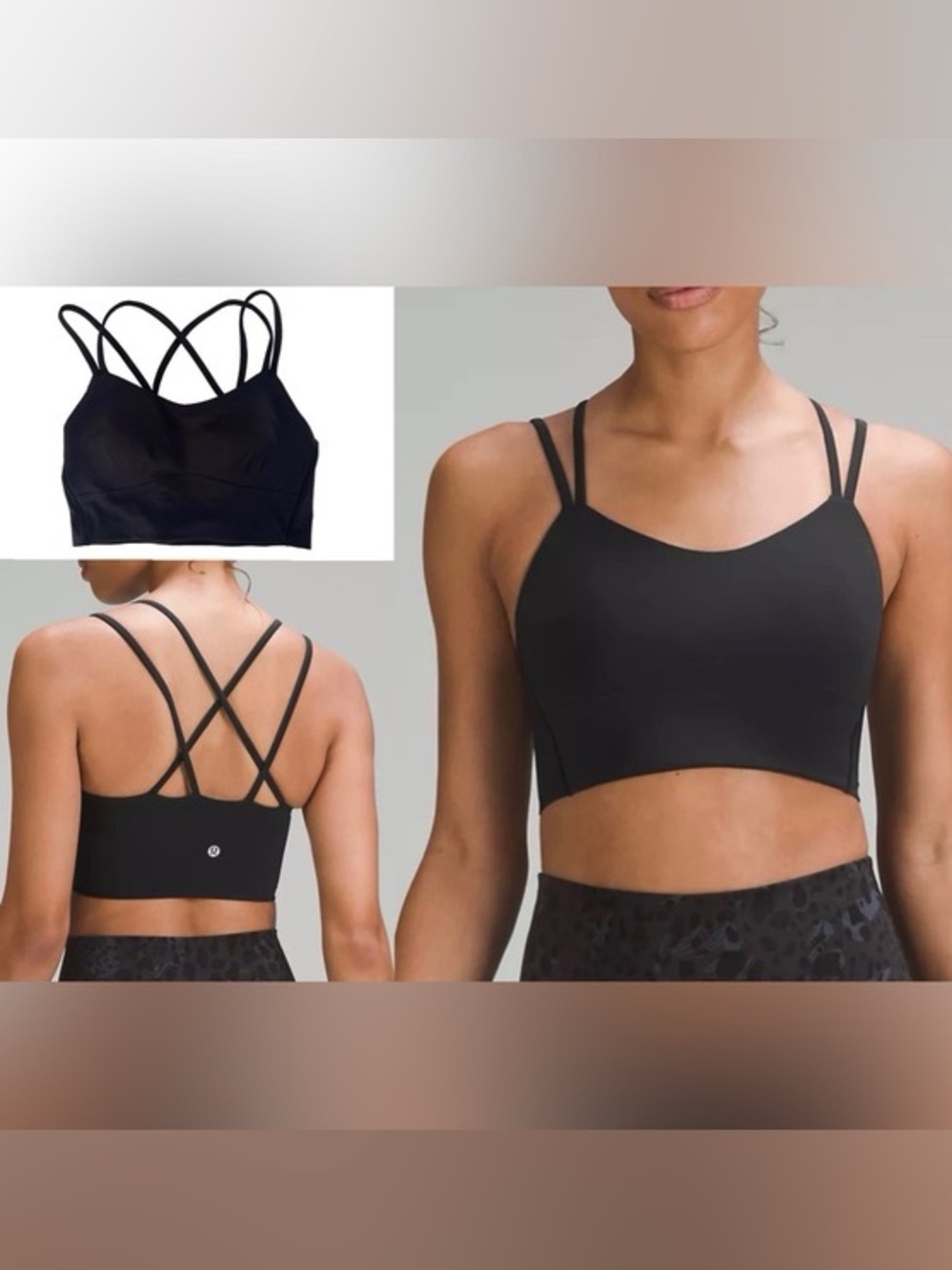 Lululemon Like a Cloud Bra Black Strappy Bralette Crop Top workout yoga